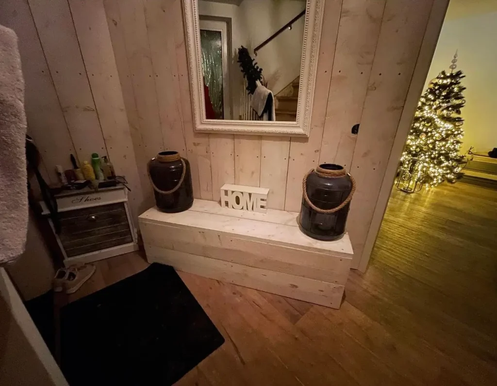 Ombouw steigerhout voor verwarming